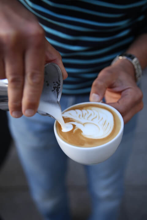 Schwan Latte Art Barista Hand Detail